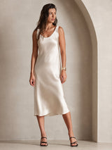 [Beige] SilkSilky-DK Sleeveless Kjole 005