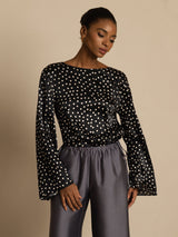 [Prikket] SilkSilky-DK 19Momme Silke Bell Sleeve Blouse 004