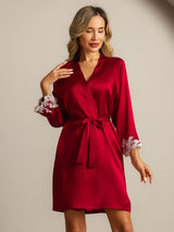 [Vin] SilkSilky-DK 3/4 Sleeve Dame Morgenkåbe 001