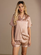 [Toscana] SilkSilky-DK Short Sleeve Lapel Collar Dame Pyjamas 005