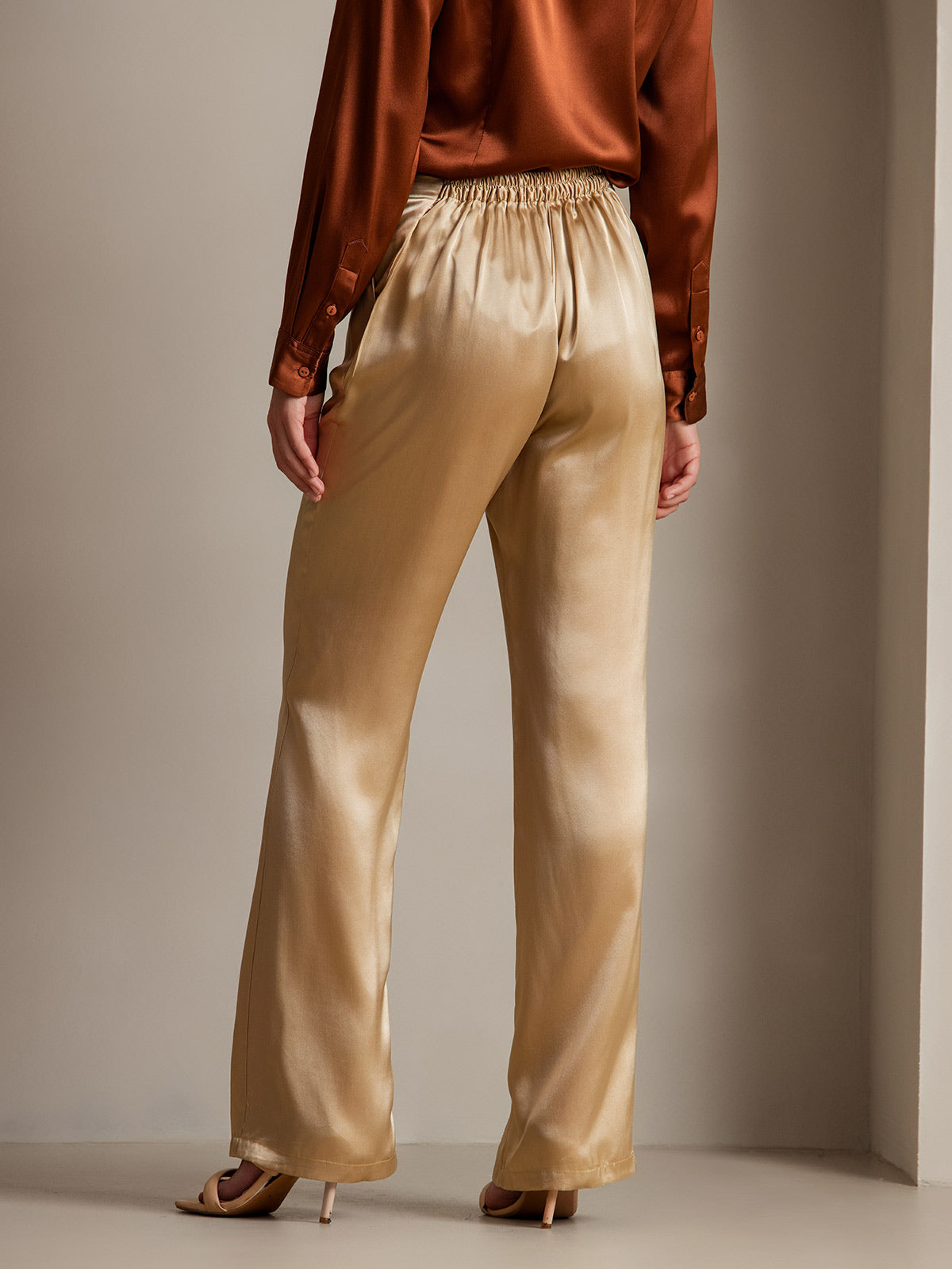 [Champagne] SilkSilky-DK 19Momme Silke Womens Pants 002