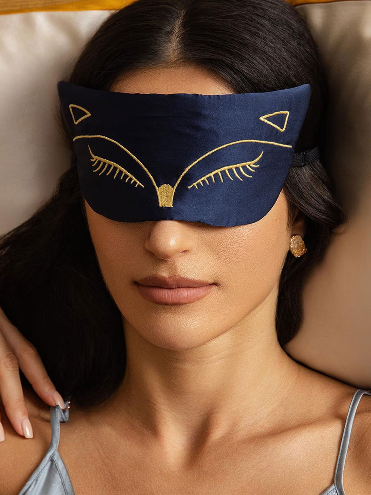 [Mørkeblå] SilkSilky-DK Silke Eye Mask 003