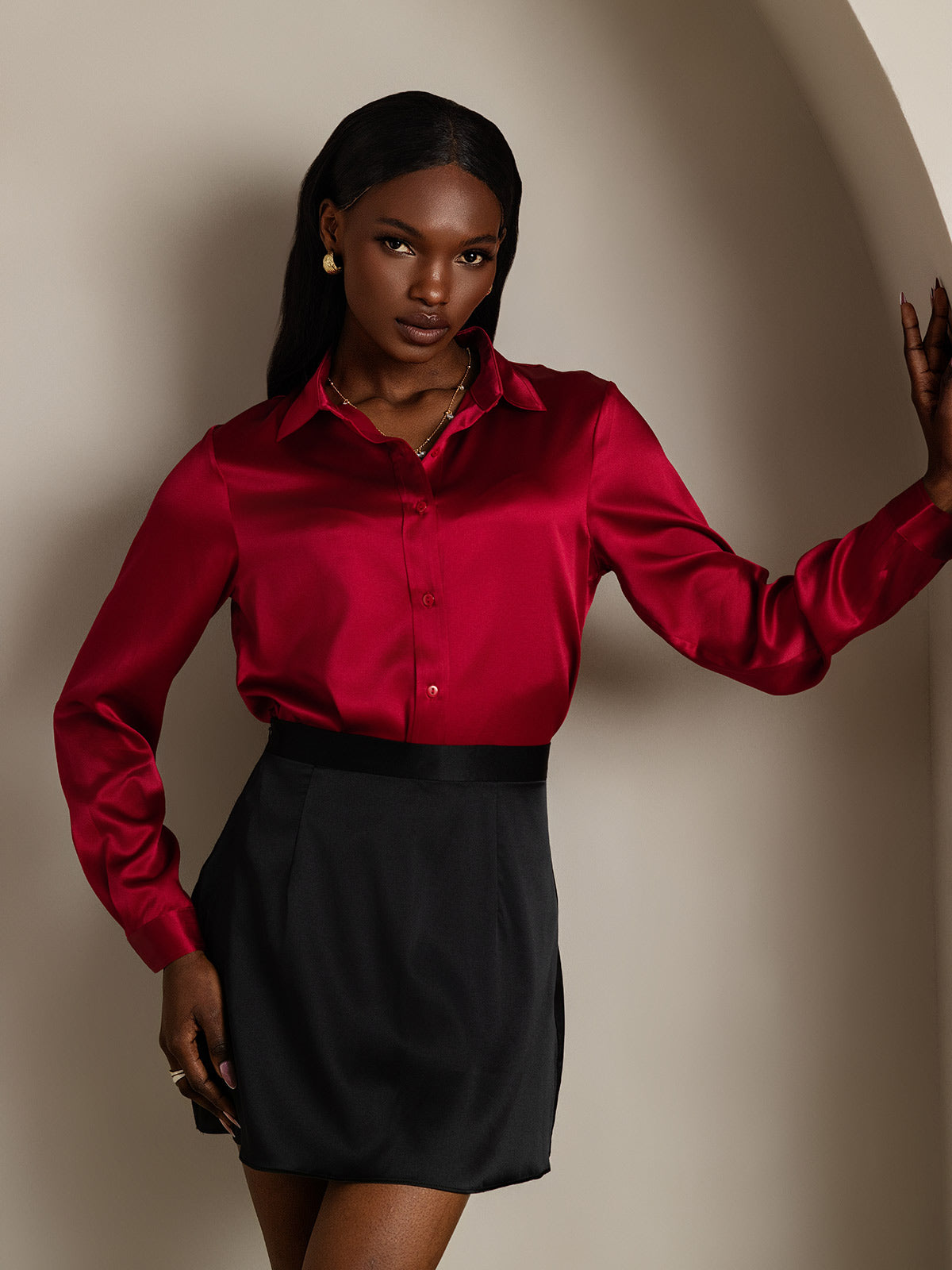 SilkSilky-DK 19Momme Silke Womens Shirt Vin 009