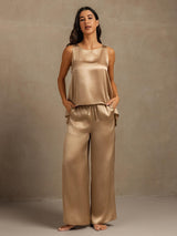 [Champagne] SilkSilky-DK Sleeveless Scoop Neck Dame Pyjamas 008