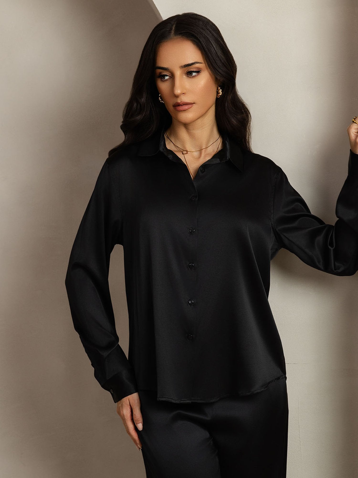 [Sort] SilkSilky-DK 19Momme Silke Lapel Collar Women''s Outfit Sets 005