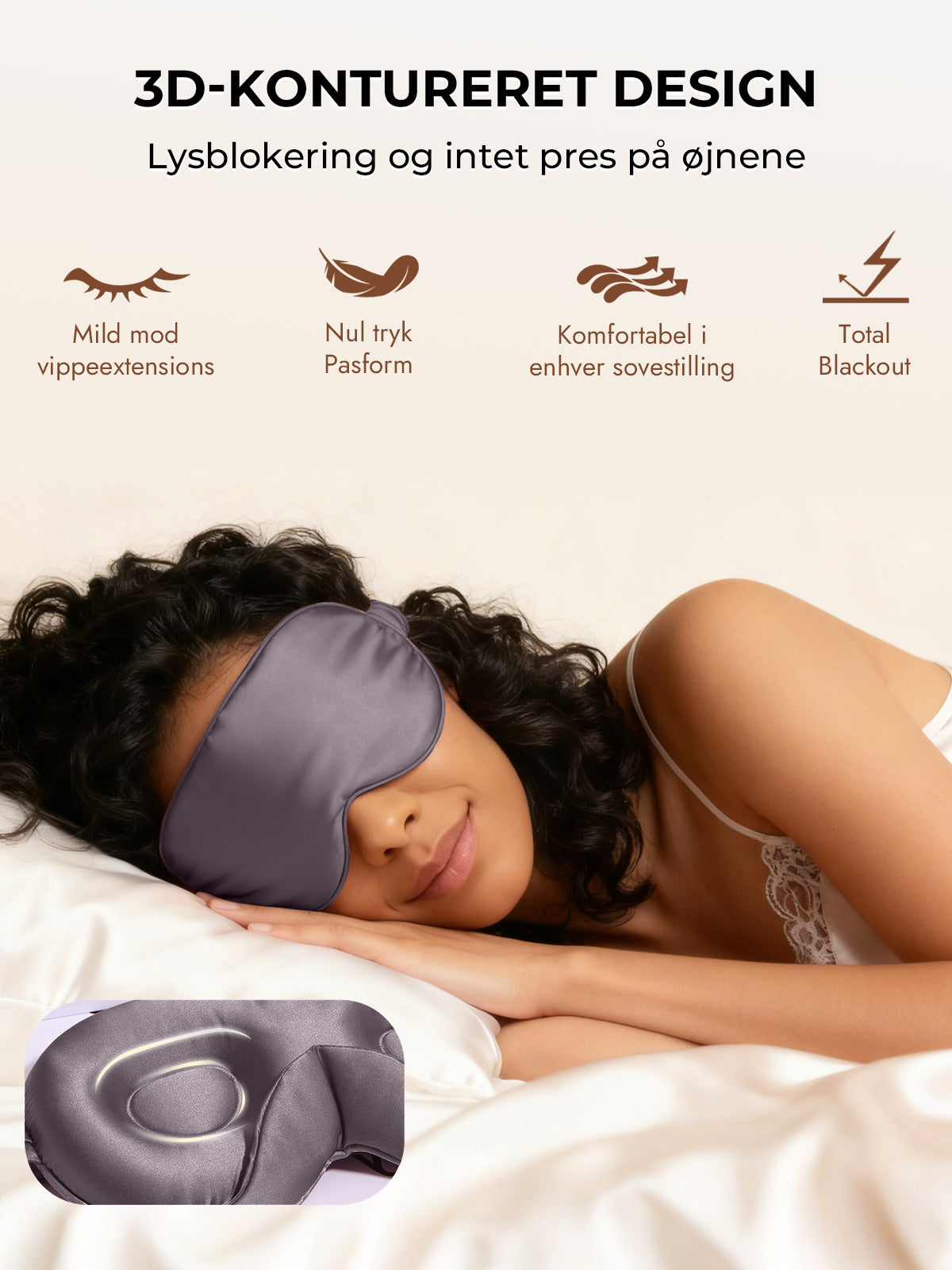 [Mørkegrå] SilkSilky-DK Silke Eye Mask 006