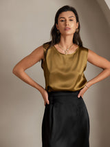 [Brun] SilkSilky-DK Sleeveless Round Neck Camisole Top 004