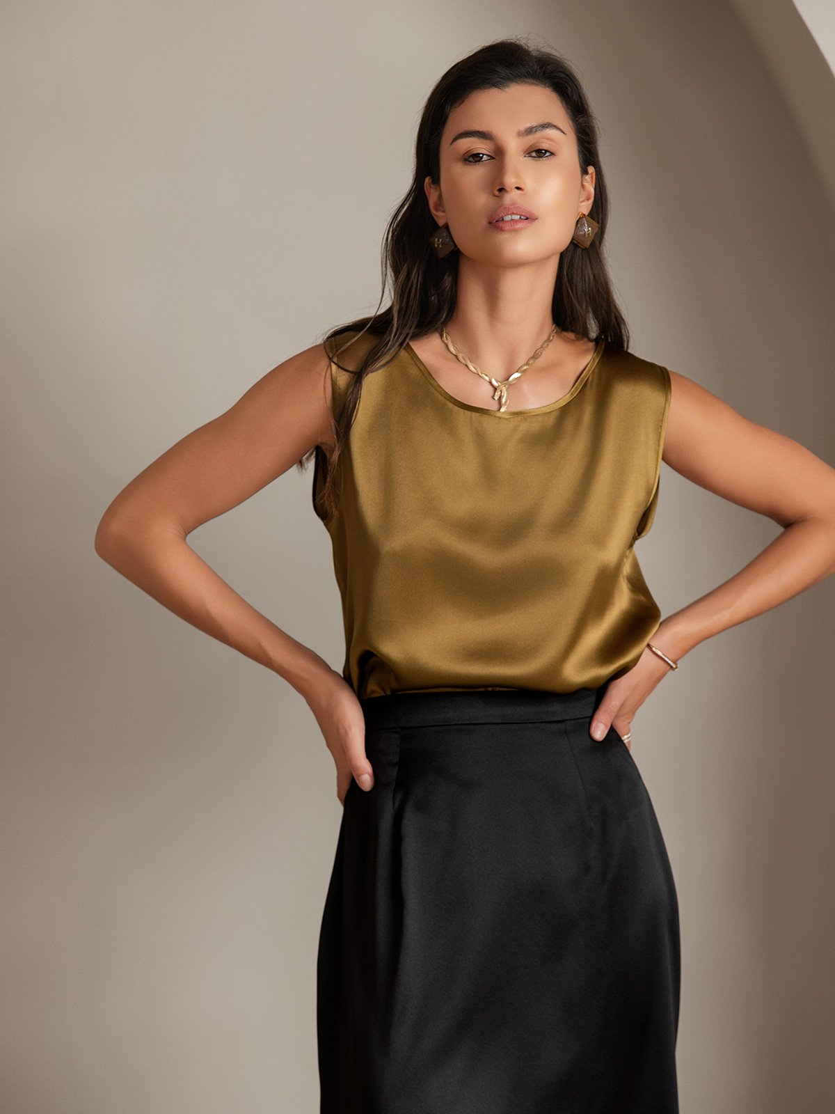 [Brun] SilkSilky-DK 19Momme Silke Camisoles 004