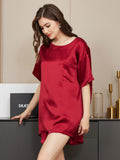 SilkSilky-DK-Pure-Silk-Short-Sleeve-Round-Neck-Dame-Pyjamas-Vin-002