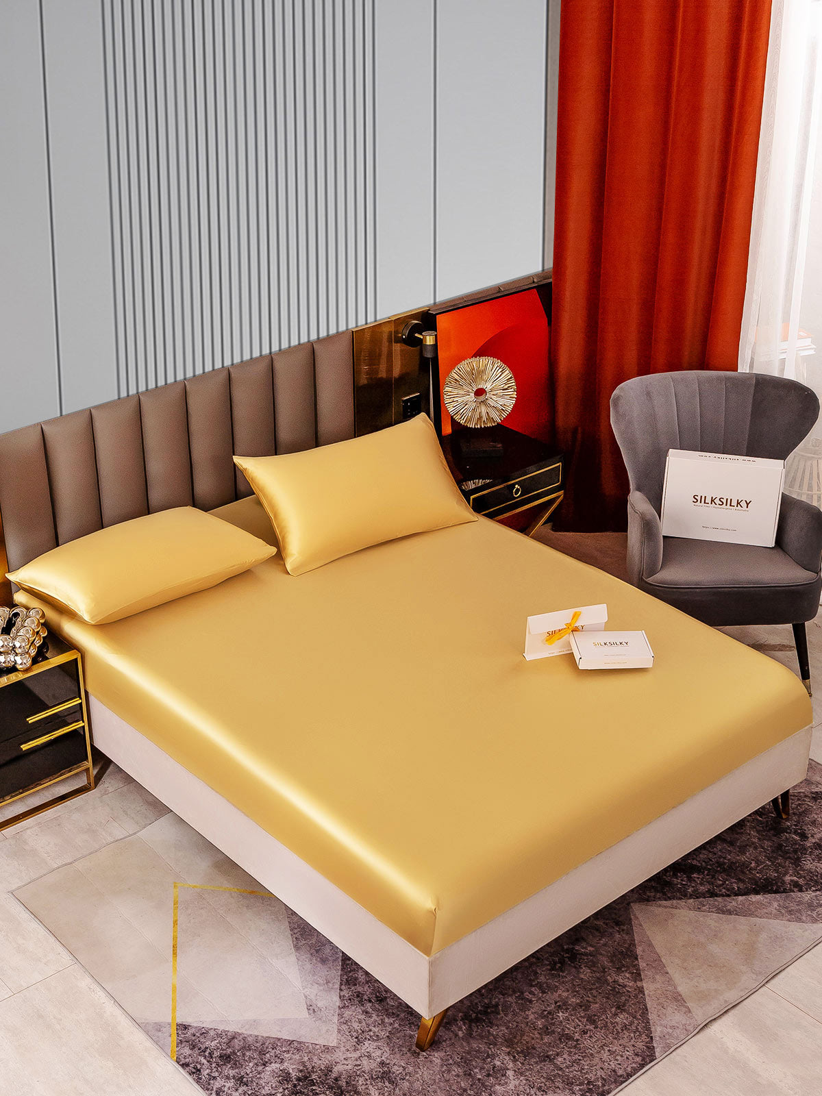 [Champagne] SilkSilky-DK 22Momme Bedding Set 002