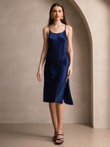 [Mørkeblå] SilkSilky-DK Sleeveless Kjole 003