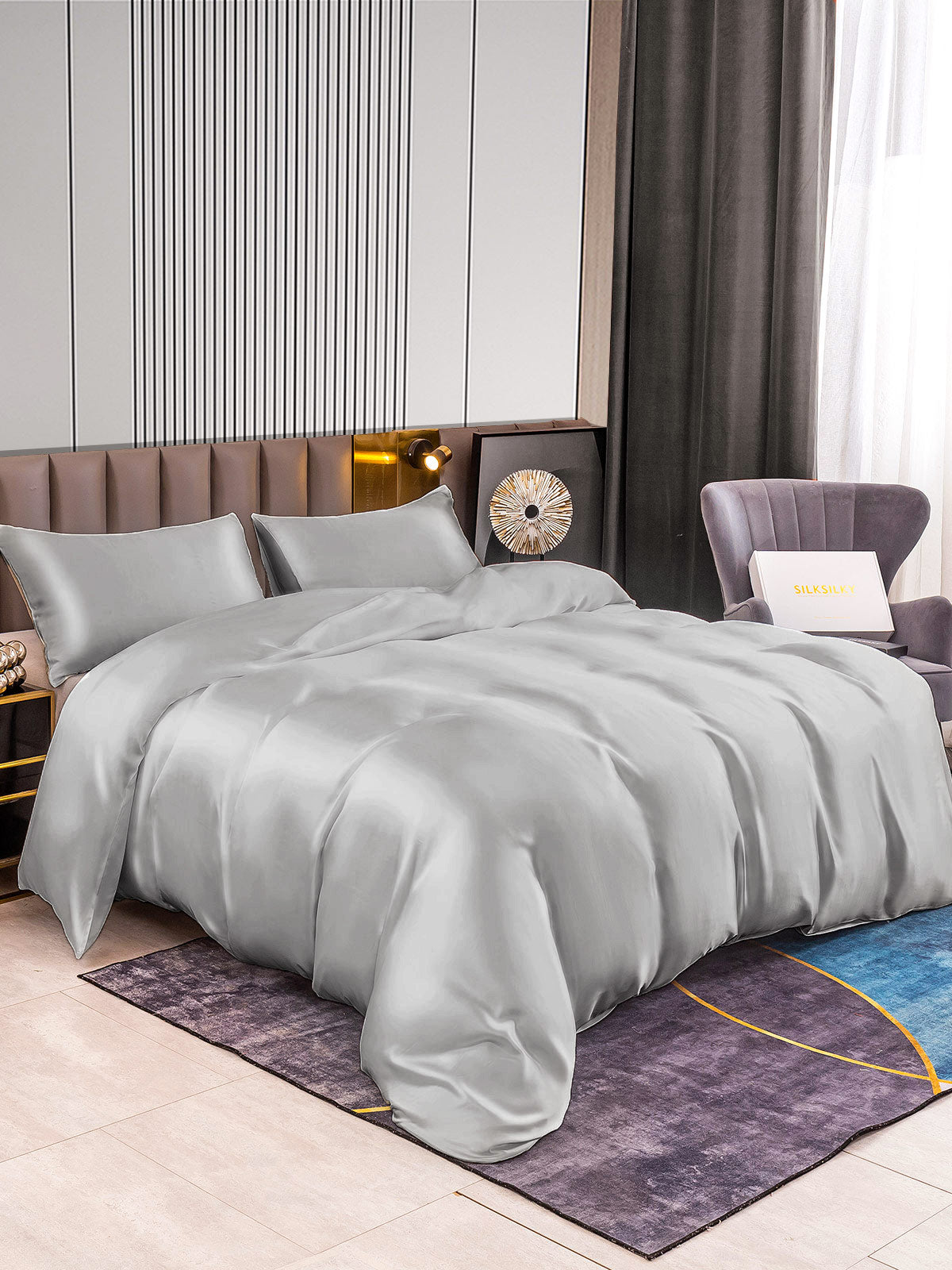 [Sølv] SilkSilky-DK 22Momme Bedding Set 003