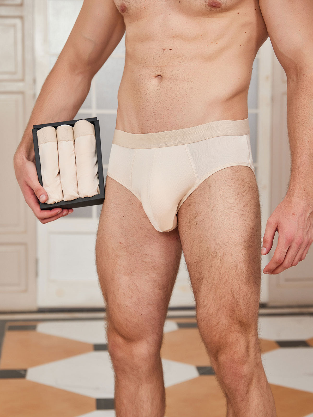[Beige] SilkSilky-DK Mens Underwear 001