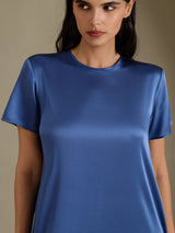 [Ægte Petrol] SilkSilky-DK Short Sleeve Crew Neck Kjole 004
