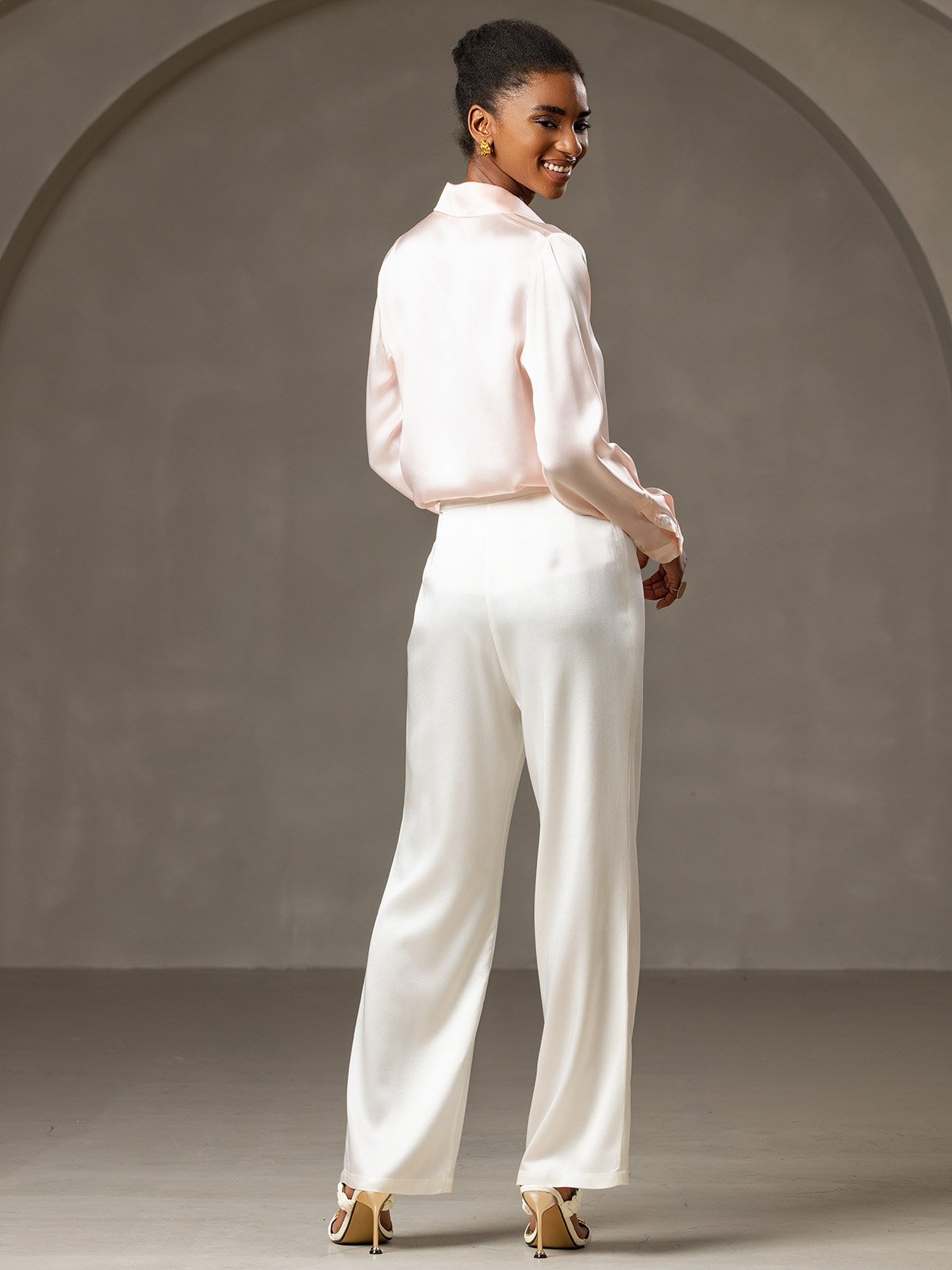 [Hvid] SilkSilky-DK 19Momme Silke Womens Pants 005