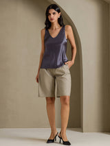 [Mørkegrå] SilkSilky-DK Sleeveless V Neck Camisole Top 007
