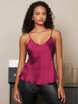 [Fuchsia] SilkSilky-DK Spaghetti Strap V Neck Camisole Top 001