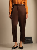 [Mørk Chokolade] SilkSilky-DK 19Momme Silke Womens Pants 005
