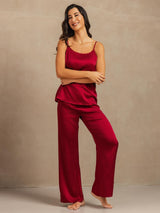 [Vin] SilkSilky-DK 19Momme Spaghetti Rem Dyb Rund Halsudskæring Camisole Sæt 003