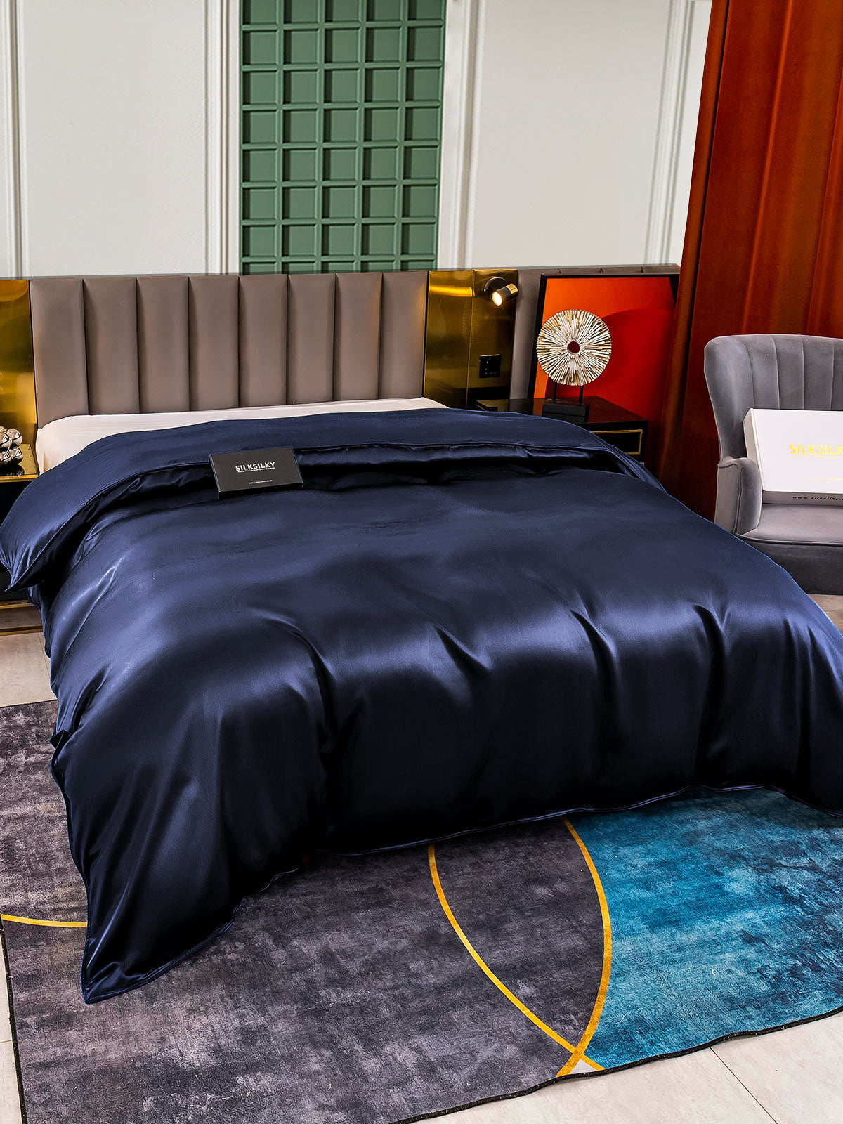[Mørkeblå] SilkSilky-DK 25Momme Duvet Cover 003