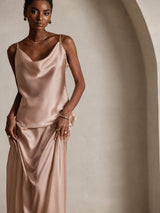 [Toscana] SilkSilky-DK Spaghetti Strap Cowl Neck Camisole Top 003
