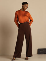 [Karamel] SilkSilky-DK 19Momme Langærmet Ståkrave Bluse 007