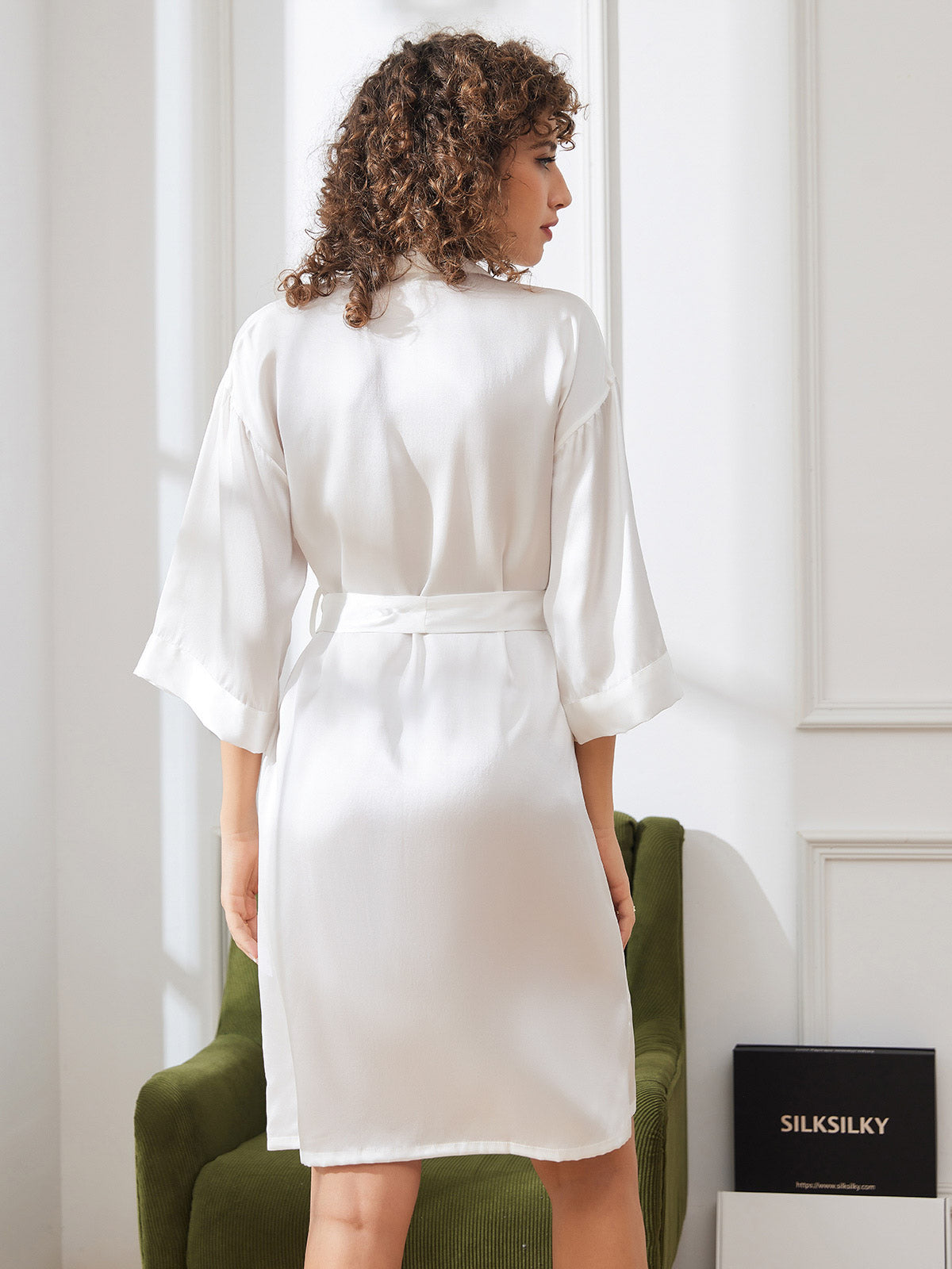 [Hvid] SilkSilky-DK Womens Robe 002