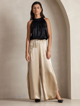 [Sort] SilkSilky-DK Sleeveless Halter T-shirt til kvinder 006