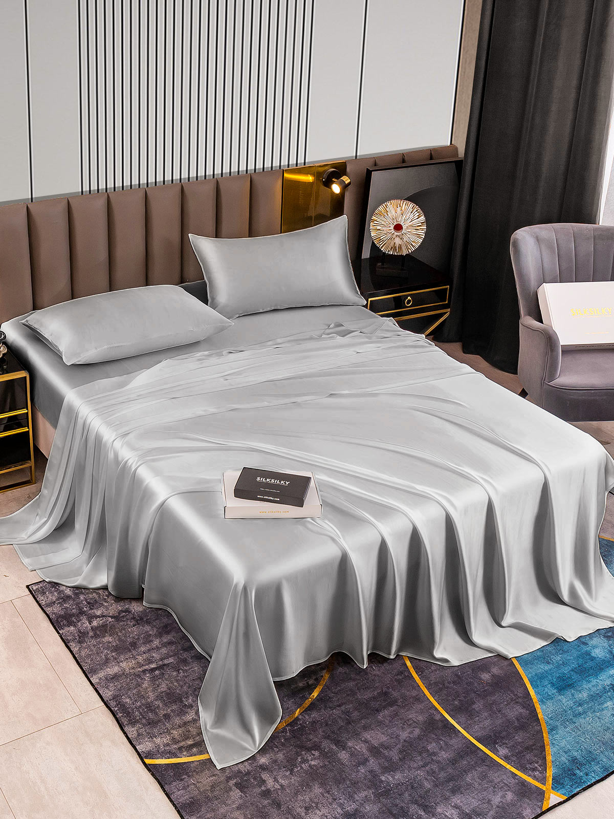 [Sølv] SilkSilky-DK 22Momme Bedding Set 002