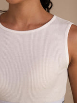 [Hvid] SilkSilky-DK Sleeveless Crew Neck Camisole Top 005