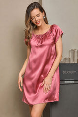 [Bleg Mauve] SilkSilky-DK Cap Sleeve Square Neck Natkjole 005