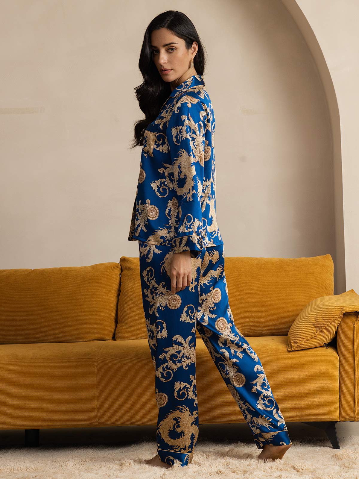 [Navy Drage] SilkSilky-DK Womens Pajamas 002