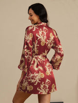 [Vinrød Drage] SilkSilky-DK 3/4 Sleeve Dame Morgenkåbe 002