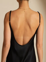 [Sort] SilkSilky-DK Sleeveless U hals Kjole 005