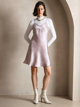 [Lavendel] SilkSilky-DK Spaghetti Rem V Hals Kjole 005