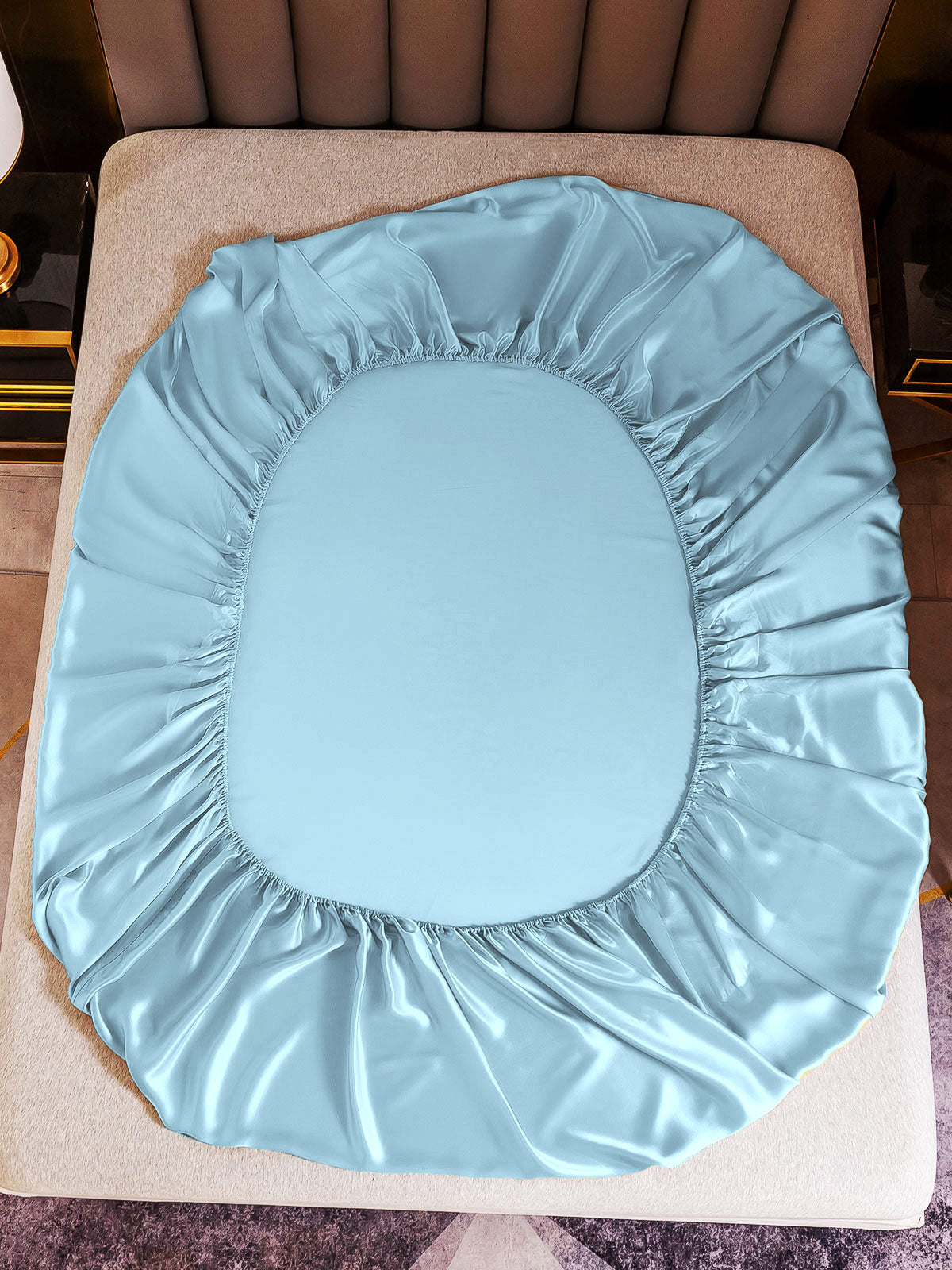 [Lyseblå] SilkSilky-DK 19Momme Bedding Set 005