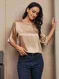 SilkSilky-DK-Pure-Silk-Half-Sleeve-Boat-Neck-T-shirt-til-kvinder-Champagne-004