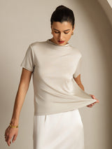 [Grå] SilkSilky-DK Short Sleeve T-shirt til kvinder 003