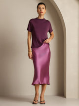 [Lilla] SilkSilky-DK Short Sleeve T-shirt til kvinder 007