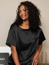[Sort] SilkSilky-DK Short Sleeve Round Neck Dame Pyjamas 003