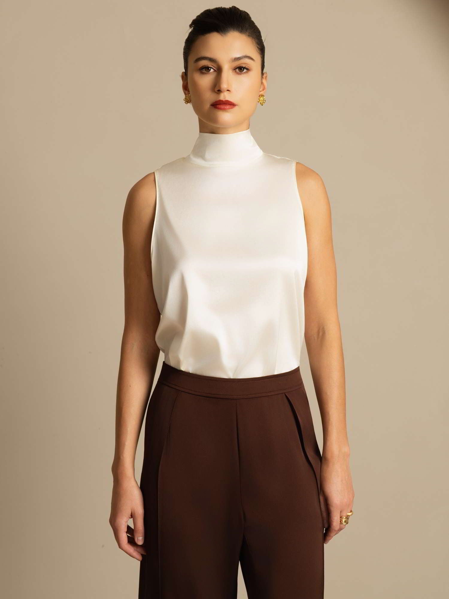 [Elfenben] SilkSilky-DK 19Momme Silke Blouse 001