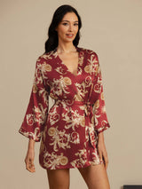 [Vinrød Drage] SilkSilky-DK 3/4 Sleeve Dame Morgenkåbe 004