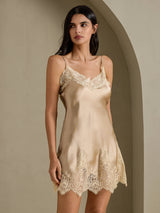 [Champagne] SilkSilky-DK Sleeveless V Neck Natkjole 007