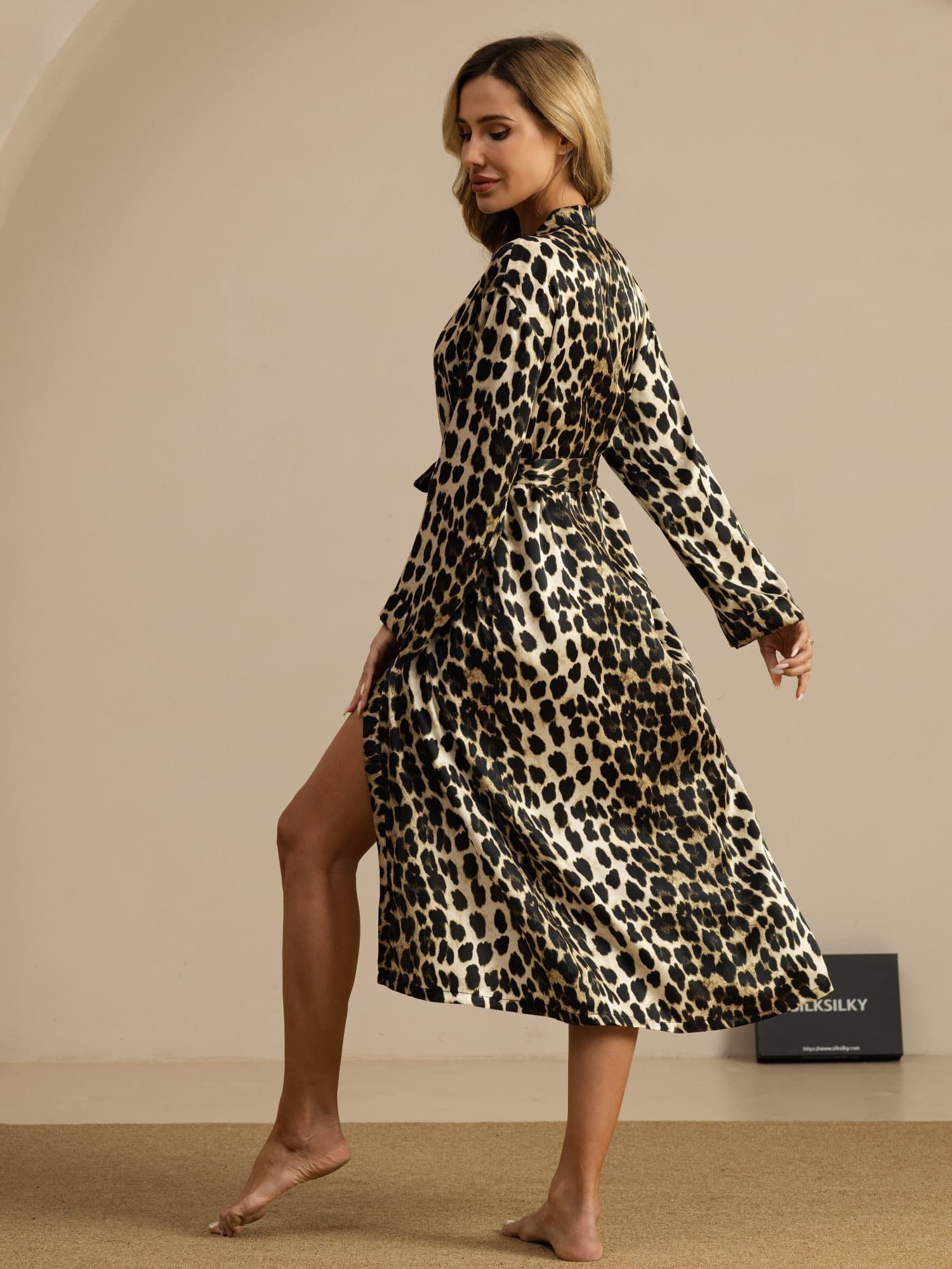 [Leopard] SilkSilky-DK Dame Morgenkåbe 002