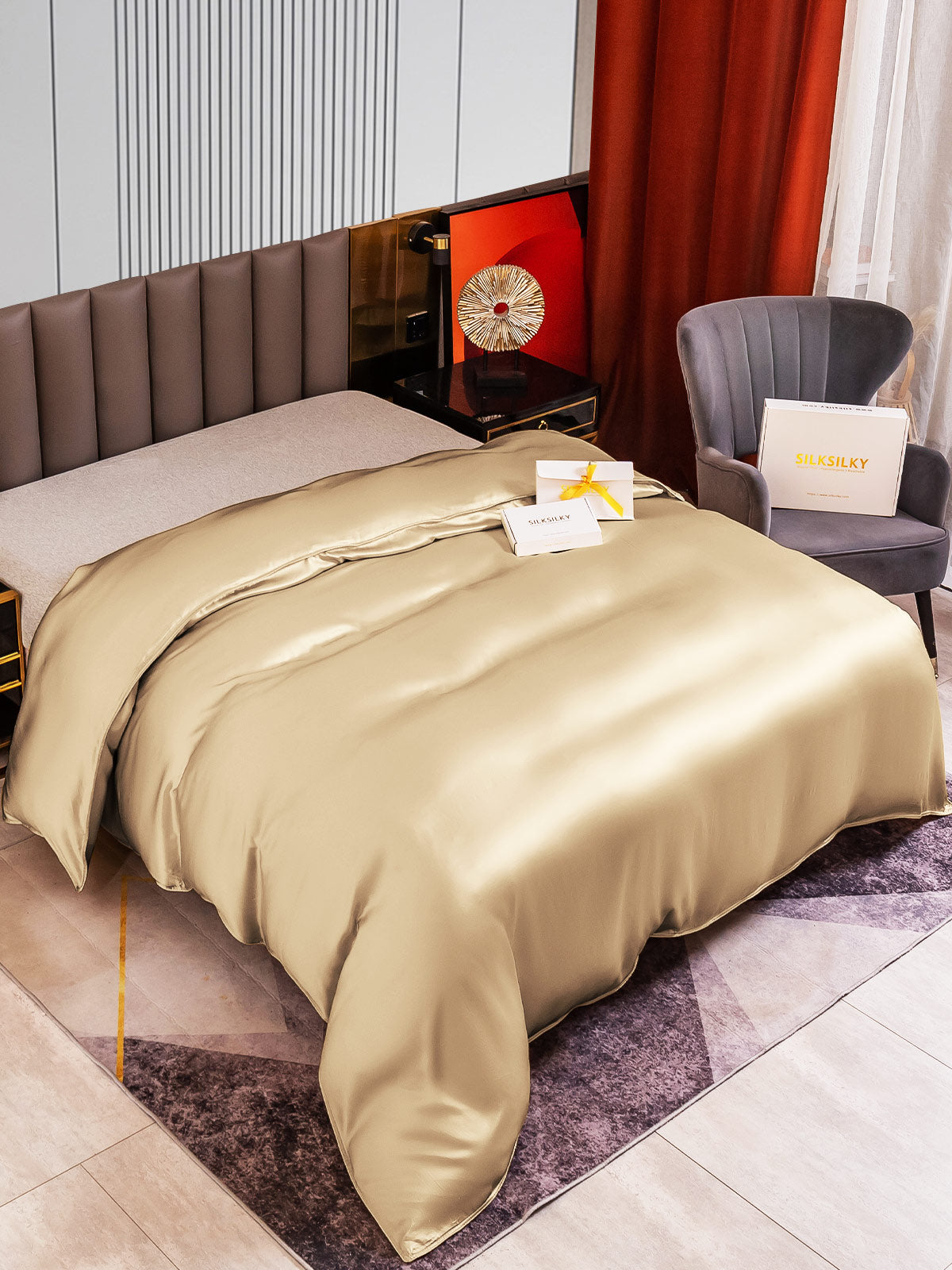[Beige] SilkSilky-DK 22Momme Duvet Cover 004