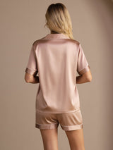 [Toscana] SilkSilky-DK Short Sleeve Lapel Collar Dame Pyjamas 002