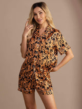 [Sort Tiger] SilkSilky-DK Short Sleeve Lapel Collar Dame Pyjamas 004