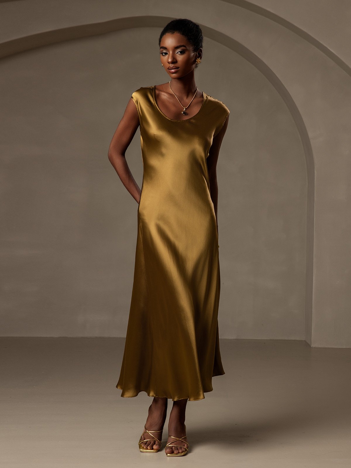 [Brun] SilkSilky-DK 19Momme Silke Dress 004