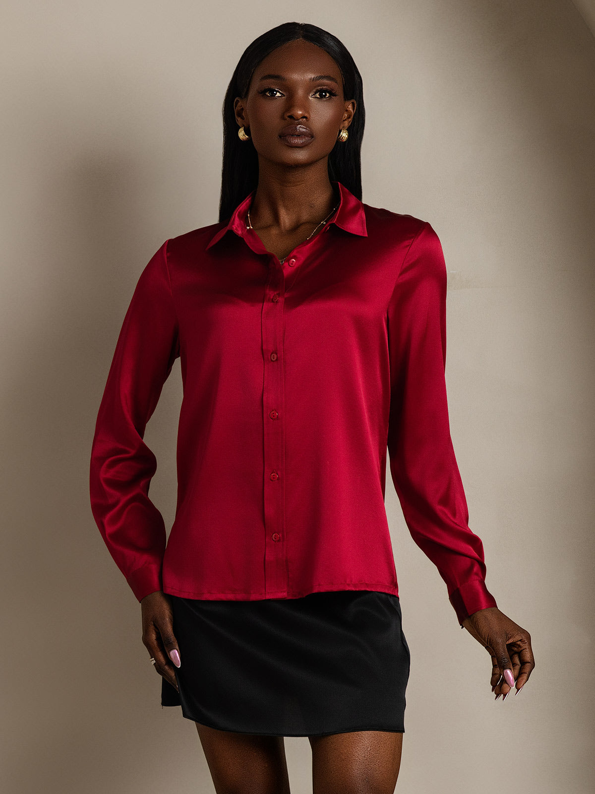 SilkSilky-DK 19Momme Silke Womens Shirt Vin 009