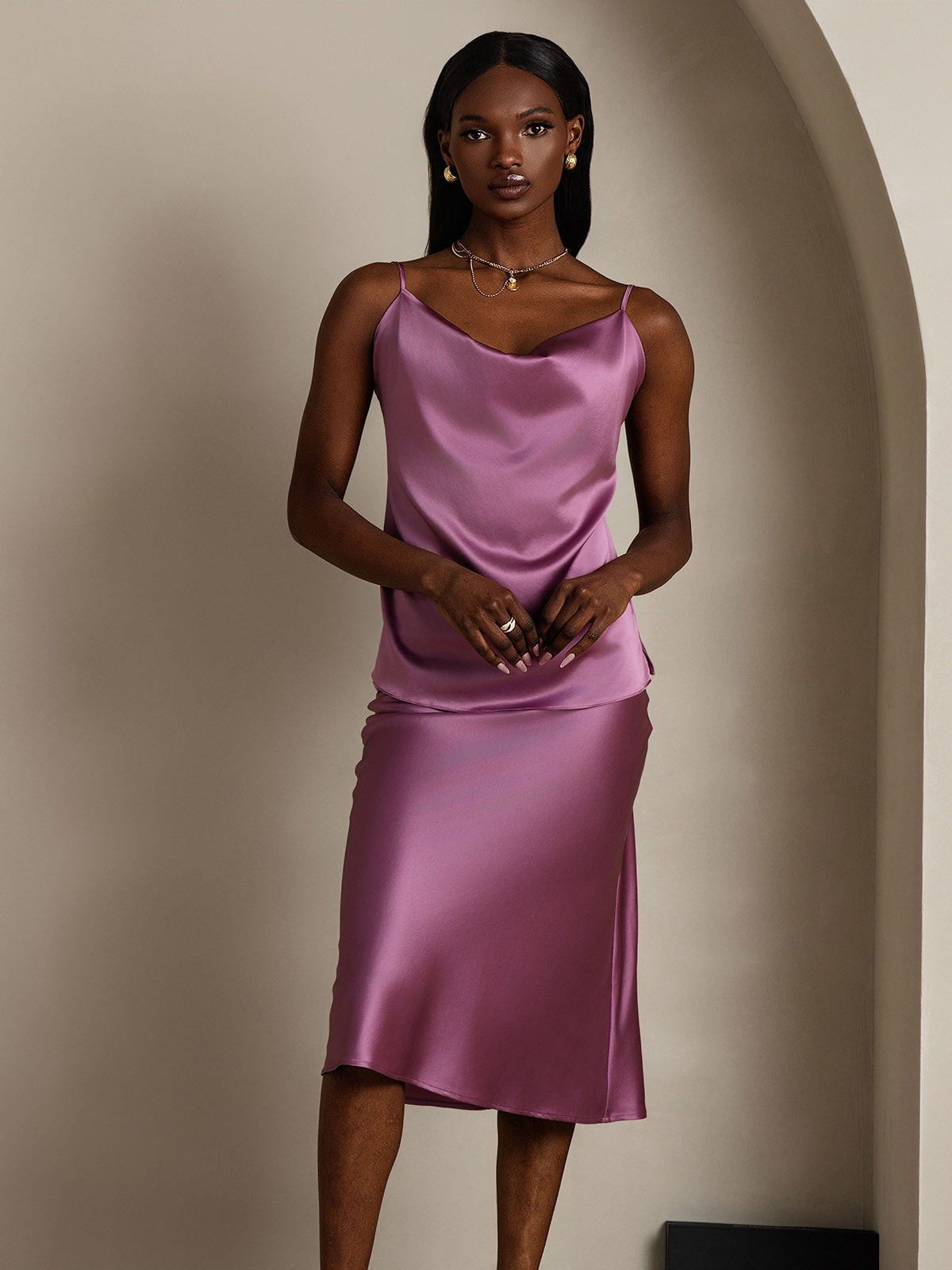 [Mørke Lilla] SilkSilky-DK 19Momme Silke Camisoles 004